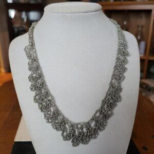 Beautiful Statement Vintage Microbead Lace Necklace